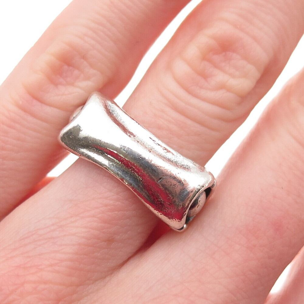 925 Sterling Silver Vintage Modernist Oxidized Ring Size 5.75